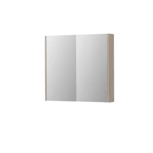 INK SPK2 Mirror cabinet with 2 double-sided mirror doors - switch and socket - 80x14x74 cm - Ivory oak