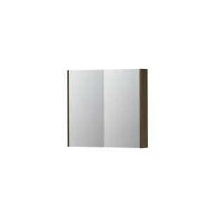 INK SPK2 Mirror cabinet with 2 double-sided mirror doors - switch and socket - 80x14x74 cm - Solid oak Charcoal