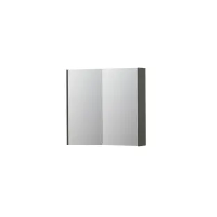 INK SPK2 Mirror cabinet with 2 double-sided mirror doors - switch and socket - 80x14x74 cm - Matt concrete green