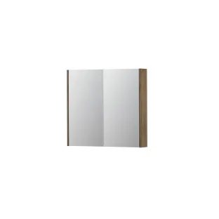 INK SPK2 Mirror cabinet with 2 double-sided mirror doors - switch and socket - 80x14x74 cm - Natural oak