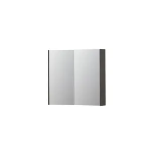 INK SPK2 Mirror cabinet with 2 double-sided mirror doors - switch and socket - 80x14x74 cm - Primeval grey