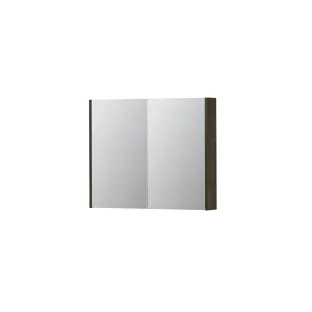 INK SPK2 Mirror cabinet with 2 double-sided mirror doors - switch and socket - 90x14x74 cm - Veneer Charcoal