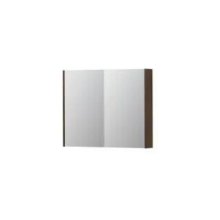 INK SPK2 Mirror cabinet with 2 double-sided mirror doors - switch and socket - 90x14x74 cm - Chocolate Veneer