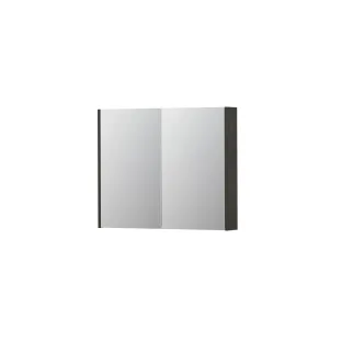 INK SPK2 Mirror cabinet with 2 double-sided mirror doors - switch and socket - 90x14x74 cm - Smoked oak