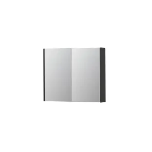 INK SPK2 Mirror cabinet with 2 double-sided mirror doors - switch and socket - 90x14x74 cm - High-gloss anthracite