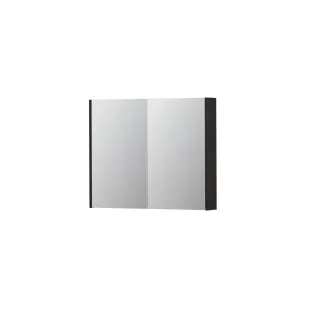 INK SPK2 Mirror cabinet with 2 double-sided mirror doors - switch and socket - 90x14x74 cm - Charcoal oak