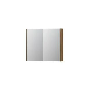 INK SPK2 Mirror cabinet with 2 double-sided mirror doors - switch and socket - 90x14x74 cm - Solid oak Aqua