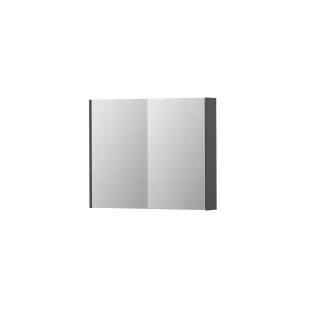 INK SPK2 Mirror cabinet with 2 double-sided mirror doors - switch and socket - 90x14x74 cm - Matt concrete green