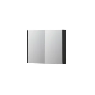 INK SPK2 Mirror cabinet with 2 double-sided mirror doors - switch and socket - 90x14x74 cm - Matt black