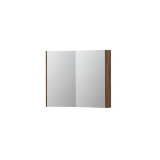 INK SPK2 Mirror cabinet with 2 double-sided mirror doors - switch and socket - 90x14x74 cm - Walnut