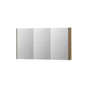 INK SPK2 Mirror cabinet with 3 double-sided mirror doors - switch and socket - 140x14x74 cm - Veneer Ash grey