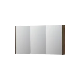 INK SPK2 Mirror cabinet with 3 double-sided mirror doors - switch and socket - 140x14x74 cm - Chocolate Veneer