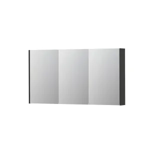 INK SPK2 Mirror cabinet with 3 double-sided mirror doors - switch and socket - 140x14x74 cm - High-gloss anthracite