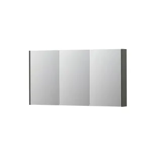 INK SPK2 Mirror cabinet with 3 double-sided mirror doors - switch and socket - 140x14x74 cm - Matt concrete green