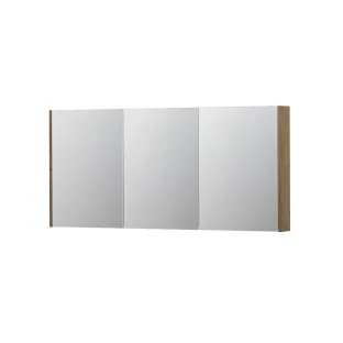 INK SPK2 Mirror cabinet with 3 double-sided mirror doors - switch and socket - 160x14x74 cm - Veneer Ash grey