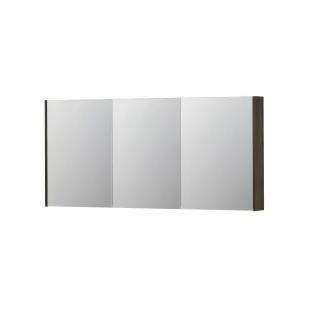 INK SPK2 Mirror cabinet with 3 double-sided mirror doors - switch and socket - 160x14x74 cm - Veneer Charcoal