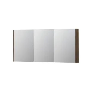 INK SPK2 Mirror cabinet with 3 double-sided mirror doors - switch and socket - 160x14x74 cm - Chocolate Veneer