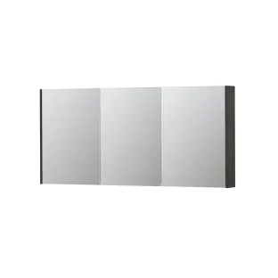 INK SPK2 Mirror cabinet with 3 double-sided mirror doors - switch and socket - 160x14x74 cm - Smoked oak