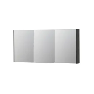 INK SPK2 Mirror cabinet with 3 double-sided mirror doors - switch and socket - 160x14x74 cm - High-gloss anthracite