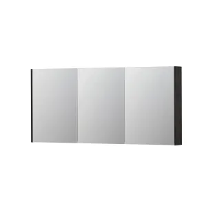 INK SPK2 Mirror cabinet with 3 double-sided mirror doors - switch and socket - 160x14x74 cm - Charcoal oak