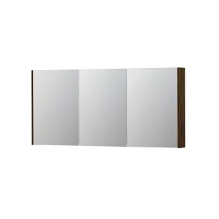 INK SPK2 Mirror cabinet with 3 double-sided mirror doors - switch and socket - 160x14x74 cm - Copper oak