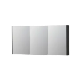 INK SPK2 Mirror cabinet with 3 double-sided mirror doors - switch and socket - 160x14x74 cm - Matt black