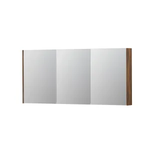 INK SPK2 Mirror cabinet with 3 double-sided mirror doors - switch and socket - 160x14x74 cm - Walnut