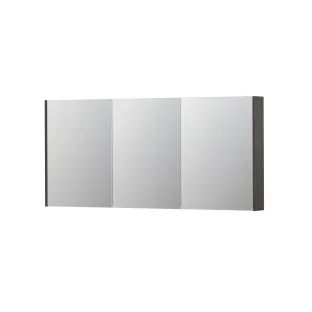 INK SPK2 Mirror cabinet with 3 double-sided mirror doors - switch and socket - 160x14x74 cm - Primeval grey