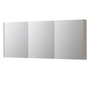 INK SPK2 Mirror cabinet with 3 double-sided mirror doors - switch and socket - 180x14x74 cm - Ivory oak