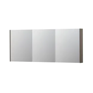 INK SPK2 Mirror cabinet with 3 double-sided mirror doors - switch and socket - 180x14x74 cm - Matt taupe