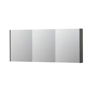 INK SPK2 Mirror cabinet with 3 double-sided mirror doors - switch and socket - 180x14x74 cm - Primeval grey