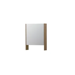 INK SPK3 Mirror cabinet with double mirrored door - 1 door in combination with open shelf - socket and switch - 60x14x74 cm - Veneer Ash grey