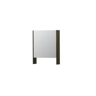 INK SPK3 Mirror cabinet with double mirrored door - 1 door in combination with open shelf - socket and switch - 60x14x74 cm - Veneer Charcoal