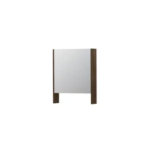 INK SPK3 Mirror cabinet with double mirrored door - 1 door in combination with open shelf - socket and switch - 60x14x74 cm - Chocolate Veneer