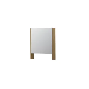 INK SPK3 Mirror cabinet with double mirrored door - 1 door in combination with open shelf - socket and switch - 60x14x74 cm - Natural Veneer