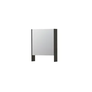 INK SPK3 Mirror cabinet with double mirrored door - 1 door in combination with open shelf - socket and switch - 60x14x74 cm - Smoked oak