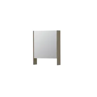 INK SPK3 Mirror cabinet with double mirrored door - 1 door in combination with open shelf - socket and switch - 60x14x74 cm - Greige oak