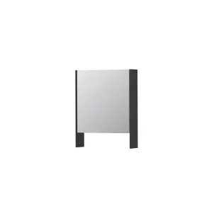 INK SPK3 Mirror cabinet with double mirrored door - 1 door in combination with open shelf - socket and switch - 60x14x74 cm - High-gloss anthracite