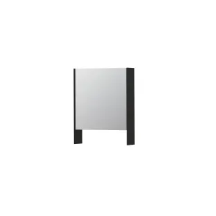 INK SPK3 Mirror cabinet with double mirrored door - 1 door in combination with open shelf - socket and switch - 60x14x74 cm - Matt black