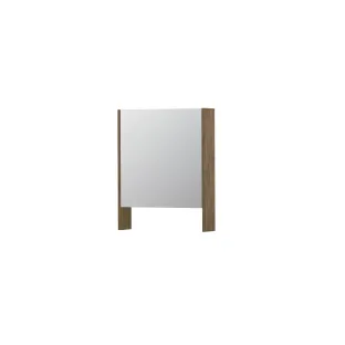 INK SPK3 Mirror cabinet with double mirrored door - 1 door in combination with open shelf - socket and switch - 60x14x74 cm - Natural oak