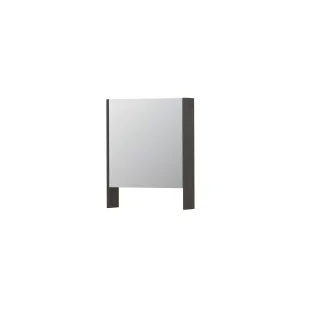 INK SPK3 Mirror cabinet with double mirrored door - 1 door in combination with open shelf - socket and switch - 60x14x74 cm - Primeval grey