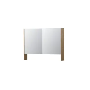 INK SPK3 Mirror cabinet with double mirrored doors - 2 doors in combination with open shelf - socket and switch - 100x14x74 cm - Veneer Ash grey