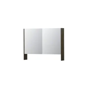 INK SPK3 Mirror cabinet with double mirrored doors - 2 doors in combination with open shelf - socket and switch - 100x14x74 cm - Veneer Charcoal