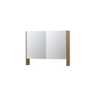 INK SPK3 Mirror cabinet with double mirrored doors - 2 doors in combination with open shelf - socket and switch - 100x14x74 cm - Natural Veneer