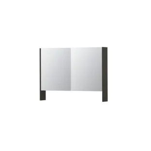 INK SPK3 Mirror cabinet with double mirrored doors - 2 doors in combination with open shelf - socket and switch - 100x14x74 cm - Smoked oak