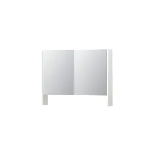 INK SPK3 Mirror cabinet with double mirrored doors - 2 doors in combination with open shelf - socket and switch - 100x14x74 cm - High-gloss white