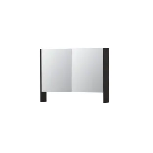 INK SPK3 Mirror cabinet with double mirrored doors - 2 doors in combination with open shelf - socket and switch - 100x14x74 cm - Charcoal oak