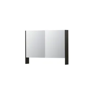 INK SPK3 Mirror cabinet with double mirrored doors - 2 doors in combination with open shelf - socket and switch - 100x14x74 cm - Intense oak