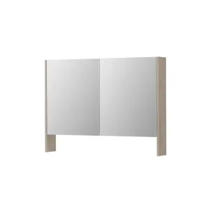 INK SPK3 Mirror cabinet with double mirrored doors - 2 doors in combination with open shelf - socket and switch - 100x14x74 cm - Ivory oak