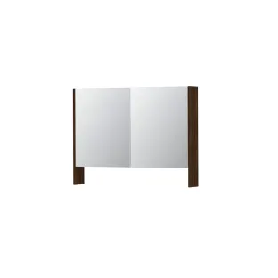 INK SPK3 Mirror cabinet with double mirrored doors - 2 doors in combination with open shelf - socket and switch - 100x14x74 cm - Copper oak